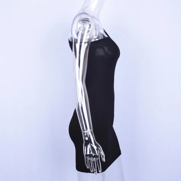 New Black One Shoulder Long Sleeve Bodycon Dress - Picture 6 of 8
